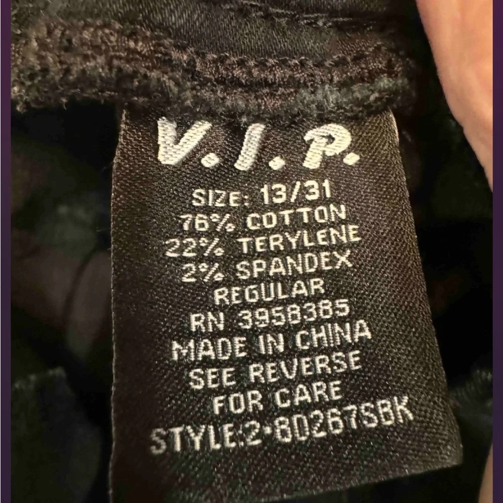 VIP Black Cargo Jogger Pants size 13x30 juniors 13